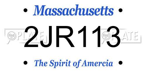 2JR113 Massachusetts License Plate