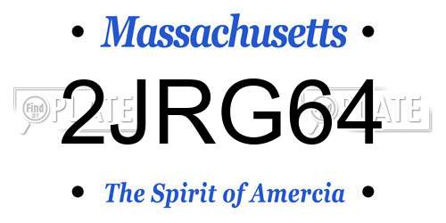 2JRG64 Massachusetts License Plate