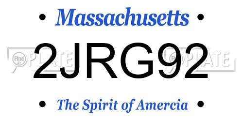 2JRG92 Massachusetts License Plate