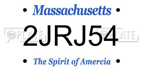 2JRJ54 Massachusetts License Plate