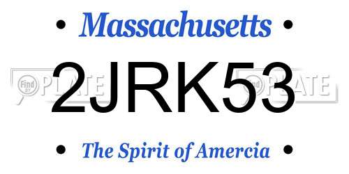 2JRK53 Massachusetts License Plate