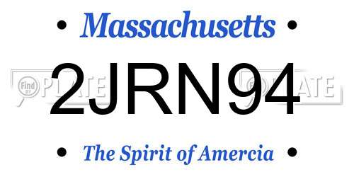2JRN94 Massachusetts License Plate
