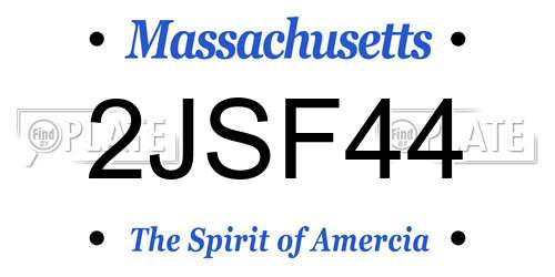 2JSF44 Massachusetts License Plate
