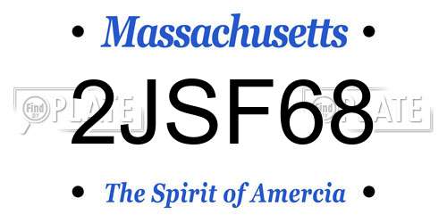 2JSF68 Massachusetts License Plate