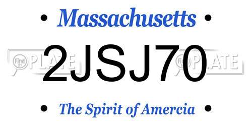 2JSJ70 Massachusetts License Plate