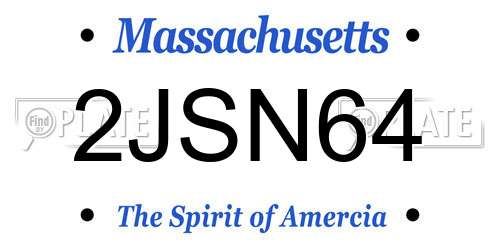 2JSN64 Massachusetts License Plate