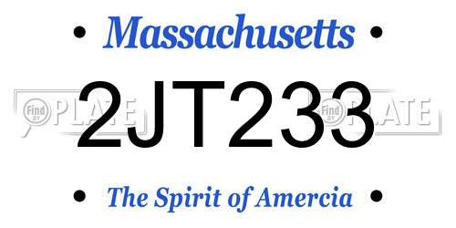 2JT233 Massachusetts License Plate
