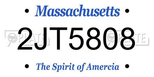 2JT5808 Massachusetts License Plate