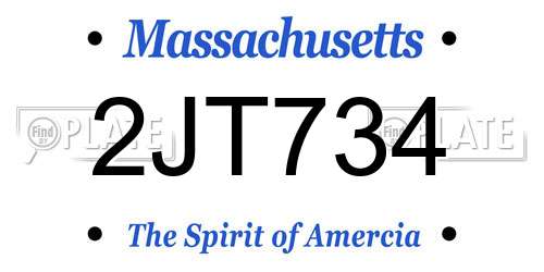 2JT734 Massachusetts License Plate