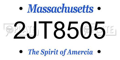 2JT8505 Massachusetts License Plate