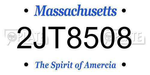 2JT8508 Massachusetts License Plate