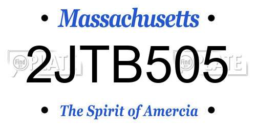 2JTB505 Massachusetts License Plate