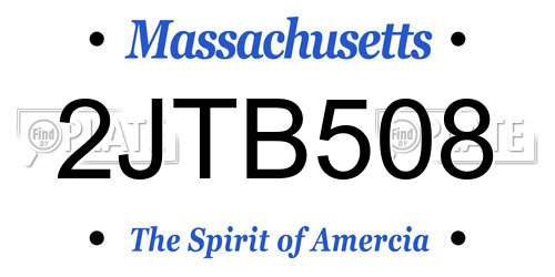 2JTB508 Massachusetts License Plate