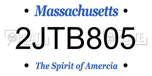 2JTB805 Massachusetts License Plate