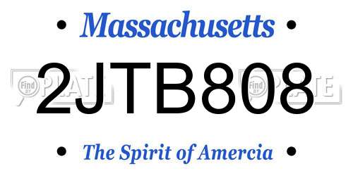 2JTB808 Massachusetts License Plate