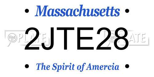 2JTE28 Massachusetts License Plate