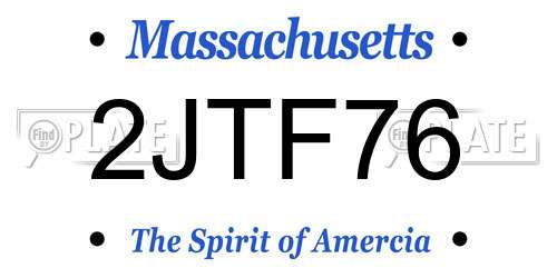 2JTF76 Massachusetts License Plate
