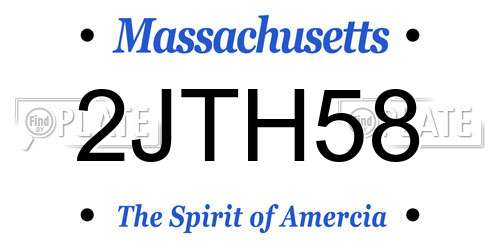 2JTH58 Massachusetts License Plate