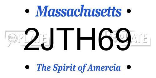 2JTH69 Massachusetts License Plate