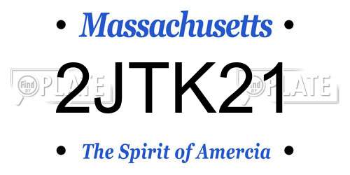 2JTK21 Massachusetts License Plate