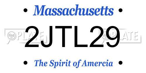 2JTL29 Massachusetts License Plate