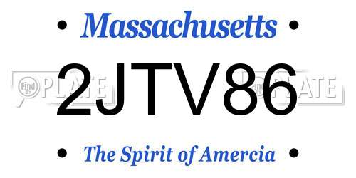 2JTV86 Massachusetts License Plate