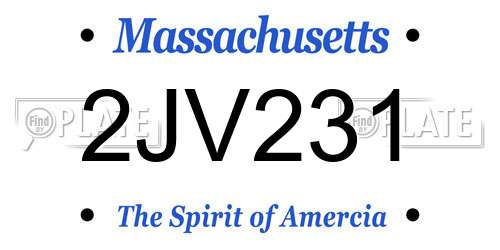 2JV231 Massachusetts License Plate