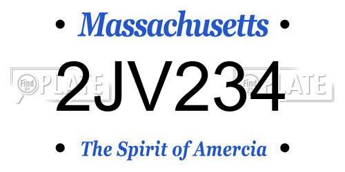 2JV234 Massachusetts License Plate