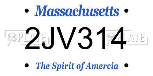 2JV314 Massachusetts License Plate