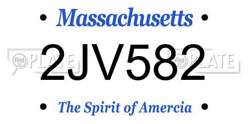 2JV582 Massachusetts License Plate
