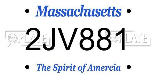 2JV881 Massachusetts License Plate