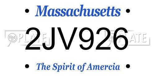 2JV926 Massachusetts License Plate