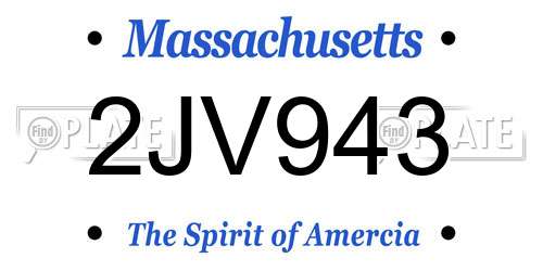 2JV943 Massachusetts License Plate