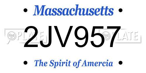2JV957 Massachusetts License Plate