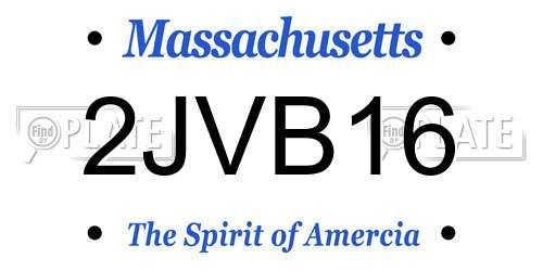 2JVB16 Massachusetts License Plate
