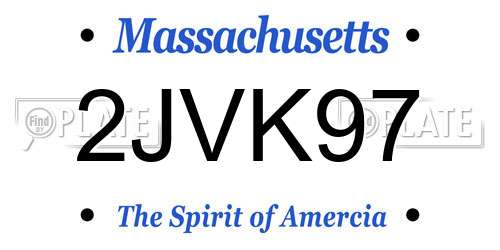 2JVK97 Massachusetts License Plate