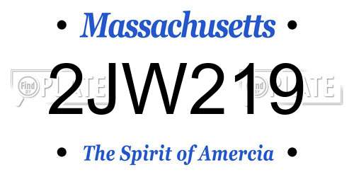 2JW219 Massachusetts License Plate