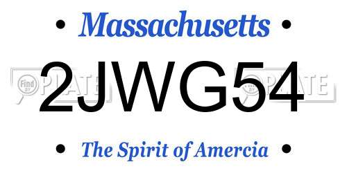 2JWG54 Massachusetts License Plate