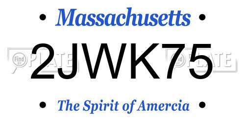 2JWK75 Massachusetts License Plate