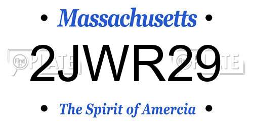 2JWR29 Massachusetts License Plate