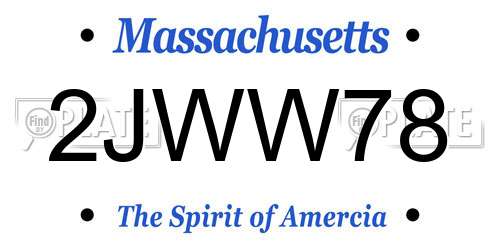 2JWW78 Massachusetts License Plate