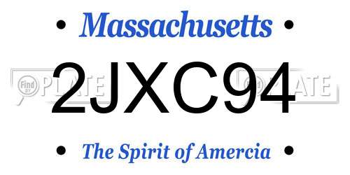 2JXC94 Massachusetts License Plate