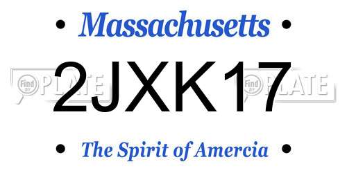 2JXK17 Massachusetts License Plate