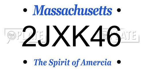 2JXK46 Massachusetts License Plate