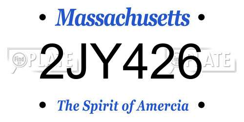 2JY426 Massachusetts License Plate