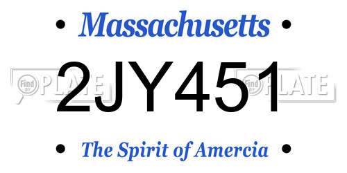 2JY451 Massachusetts License Plate