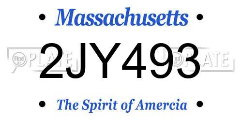 2JY493 Massachusetts License Plate