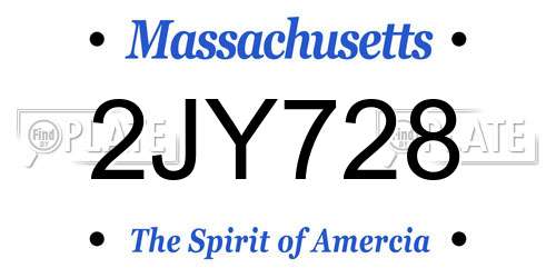 2JY728 Massachusetts License Plate