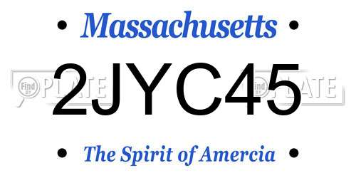 2JYC45 Massachusetts License Plate