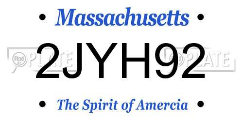 2JYH92 Massachusetts License Plate